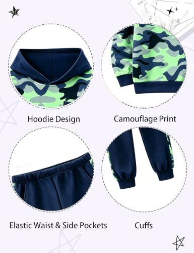 Image of Boys Clothes Fall Winter Outfits Camouflage Long Sleeve Hoodie and Pants 2PC Kids Clothes Boys for 5-14 Years