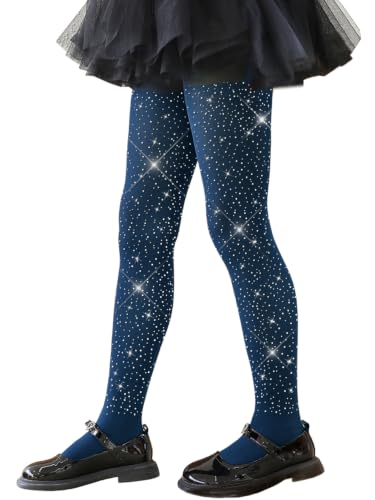 Image of VINICUNCA Girls Sparkle Rhinestone Tights Ultra-Soft Footed Dance Stockings Cospaly Accessories