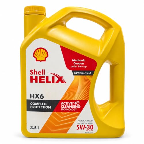 Image of Shell Helix HX6 5W-30 Synthetic Technology Motor Oil for Petrol & Diesel Cars (3.5L), Enhanced Engine Protection & Smooth Performance