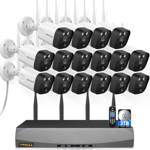 Image of (2026 New) 5MP Wireless Security Camera System, 16CH NVR with 16 Outdoor WiFi Cameras & 3TB HDD, Dual Band 2.4 /5.8GHz, 55% Longer Range, 130 Wide Angle, 2-Way Audio, IP66 Waterproof, No Monthly Fee