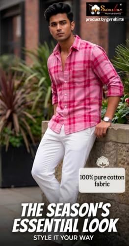 Image of Pink Checks /Men's Pink Plaid Flannel Shirt Boxy Fit