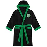 Celtic FC Official Gift Mens Hooded Fleece Dressing Gown Robe Black Large