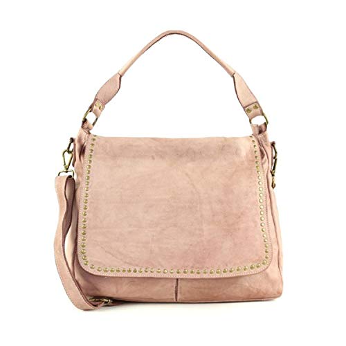 Sac femme porté épaule en cuir véritable italien vintage et clous ARKANSAS