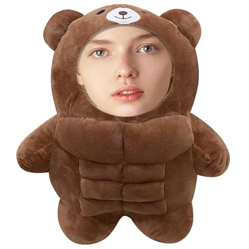 Personalized Muscle Bear Plush Toy Customizable Your Face Photo Fun Toy