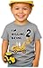 2nd Birthday - Bulldozer Construction Party Two Years Old Boy Toddler Kids T-Shirt 3T Gray
