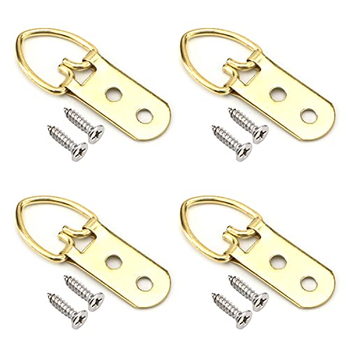 Image of D Ring Picture Hangers 54mm x 16mm Hardware Assortment Kit, for Home Decoration Hanging Clock Paintings Artwork Creative Picture Frame Photo Hanging Solutions Gold Tone 100pcs