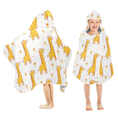 susiyo Kids Hooded Bath Towel Giraffes Beach Towel for Kids 23.5 x 50 Inch Microfiber Soft Absorbent Quick Dry Bath Swim Pool Towel Wrap Poncho Bathrobe with Hood for Kids Toddler
