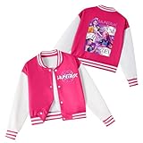 Polyester Générique Veste de baseball pour enfant fille Pull H-Huntrix Vintage Anime Manches longues Varsity Bomber Veste de survêtement Veste d\'extérieur demi-saison 3-14ans