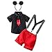 IBTOM CASTLE Cake Smash Baby Boys Cosplay Costume Necktie Shirt + Y-Back Suspender + Short + Headband 4pcs Halloween Gentleman Birthday Party Outfits Set for Kids Black 3-4T