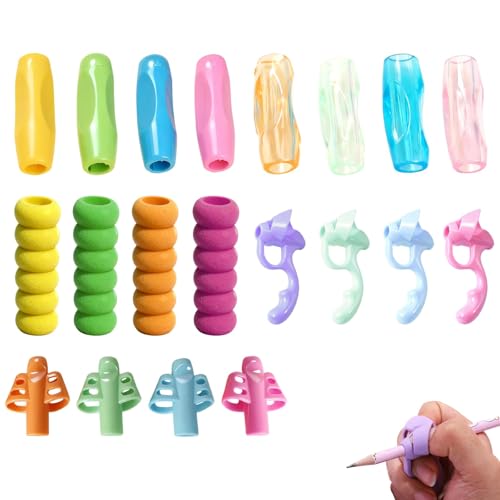 pozuauoa 20 PCS Pencil Grips Handwriting Ergonomic Pencil Grips Writing Aid Tool with Finger Space Holder Corrects Writing Posture Reduces Hand Fatigue Suitable for Office Use