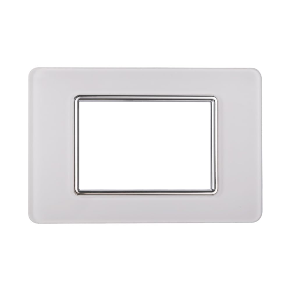 CONFEZIONE DA 5 CONFEZIONE DA 10 PLACCHE IN VETRO, 3 MODULI/POSTI, COLORE BIANCO, COMPATIBILE CON VIMAR PLANA, DESIGN ELEGANTE E MODERNO, PER INTERRUTTORI/PRESE, SERIE CIVILE