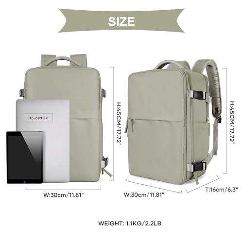 Image of coowoz Travel Laptop Backpack For Women Men Airline Approved,Carry On Backpack,Large Hiking Backpack Waterproof Outdoor Sports Rucksack Casual Daypack Fit 15.6 Inch College Backpack (Brown)