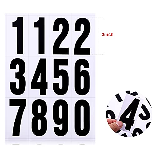 Image of Tenare 96 Pcs Vinyl Number Stickers 0-9 Reflective,3 Inch,Black in White
