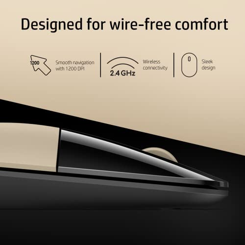 HP Z3700 Wireless Optical Mouse with USB receiver and 2.4GHz Wireless Connection/ 1200DPI / 16 months Long Battery Life /Ambidextrous and Slim Design (Modern Gold) view 2