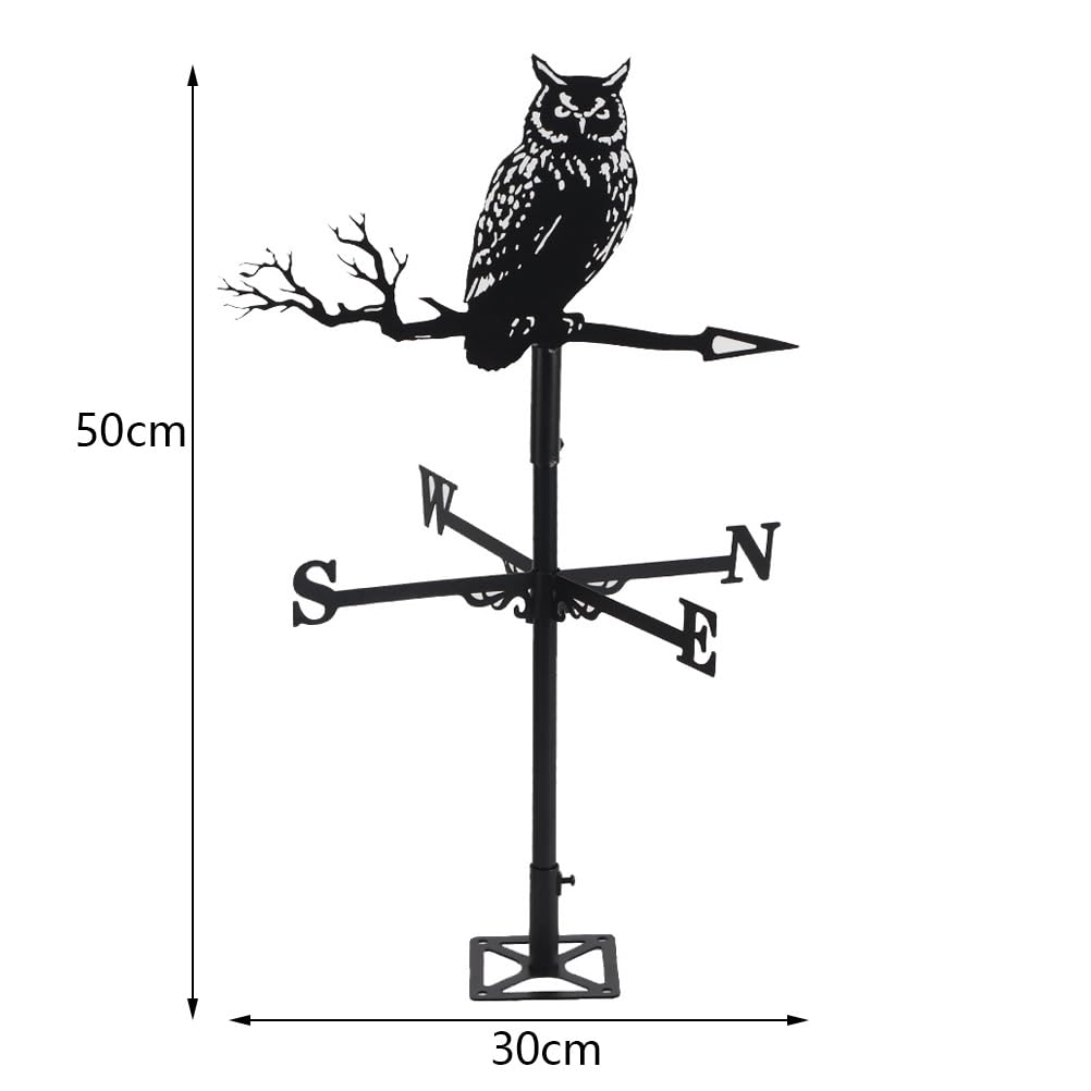 lihsong Stainless Steel Weather Vane D urable Retro Farm Scene Garden Stake Weather Vane Professional Measuring Tools (owl)