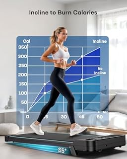 HUANUO Walking Pad Treadmill, Walking Pad with 5° Incline, 330 lbs Weight Capacity, 2.5 HP Low Noise Desk Treadmill, Remote Control & LED Display, Portable Treadmills for Home, Knee Protection