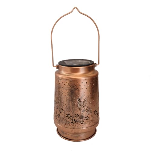Ieron Hummingbird Solar Lantern,Outdoor Garden Hanging Solar Lights,Metal Garden Ornaments Outdoor Waterproof LED Solar Garden Lights for Patio Yard Lawn Backyard Porch
