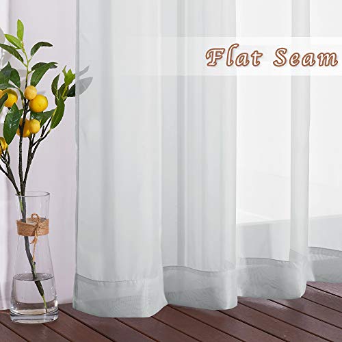Image of NICETOWN Long Sheer Curtain Panels - Ring Top Modern Window Treatment Voile Drapes for Bedroom /Living Room (Light Gray, One Pair, W54 x L96)