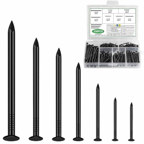 Wuhmhm 290 Pièces Clous en Acier Pour Tableaux, 7 Tailles, Clous en Acier Trempé, pour Tableaux, pour Plaques de Plâtre