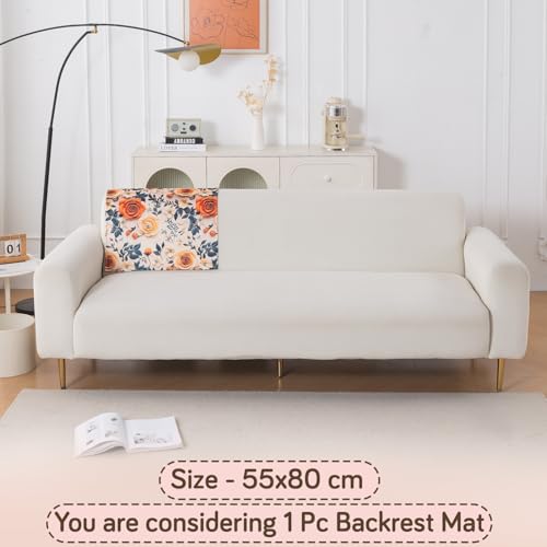 Image of HOKIPO 'Nature Muse' 1 PC Backrest Mat for Sofa Cover | Premium HD Printed Holland Velvet Mat, Caramel Ambrosia (IN-922-L-D8)