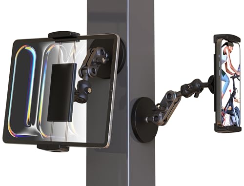 VasSmtCPH Universal Magnetic Tablet Holder 360Adjustable 7.7 Aluminum Heavy Duty Arm 3.5 Magnetic Base for Fridge Whiteboard Gym Warehouse Kitchen Fits 4-13 Tablets Phones