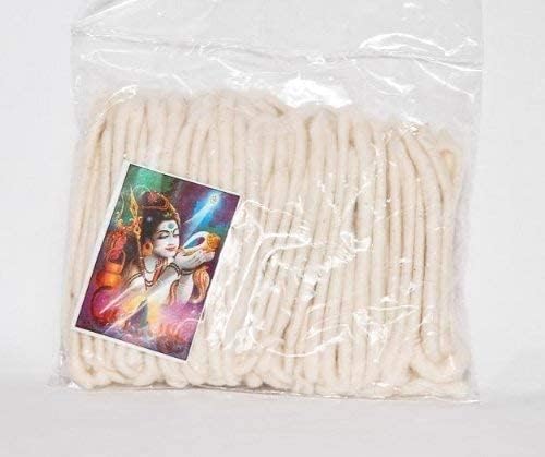 Pack of 100 Cotton Diya Vatt - 10 cm Long (Cotton Wicks)