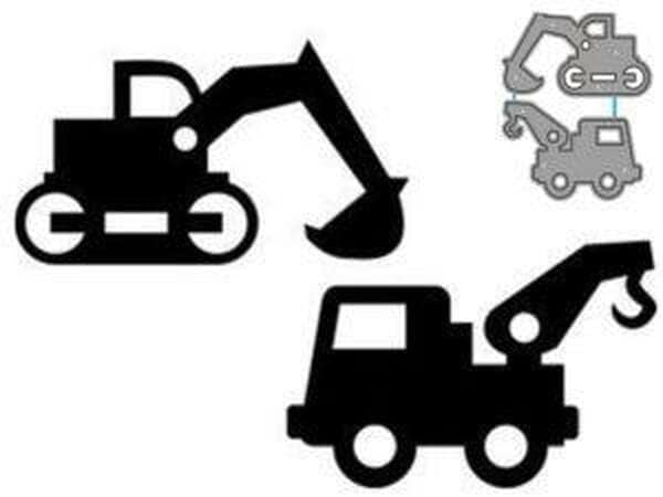 Miniatura 1 de El corte del metal de la construcción de la retroexcavadora del camión de remolque muere la tarjeta del álbum de recortes de