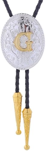 HUABOLA CALYN Gold Bolo Tie for Men- Golden Initial Letter ABCDMJR to Z Western 
