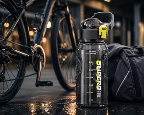 Image of 2 Liter Gym Sports Water Bottle Gallon Gym Bottle, Travel Bottle BPa Free material With Easy To Carry Handel Portable Mouth Motivational Sports Bottle (Grey)