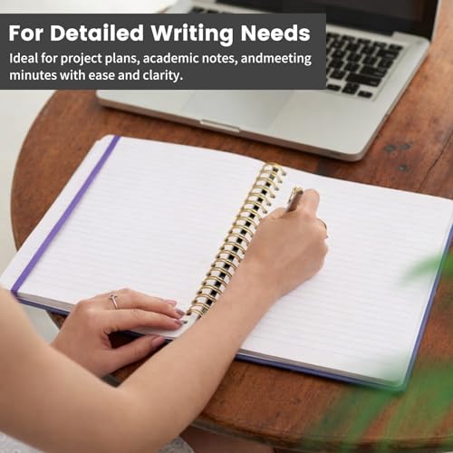 Image of Spiral Notebook - 8.5 x 10.98 Inch Large Hard Cover Notebook with Elastic Band & Pocket, 252 Pages, Lay Flat Wirebound Journal for Work, School, Planning & Note Taking Black