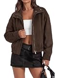 PRETTYGARDEN Lightweight Faux Suede Bomber