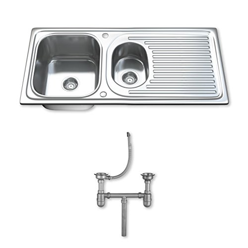 Dihl 1.5 One & Half Bowl Stainless Steel Kitchen Sink with Drainer & Waste 1502