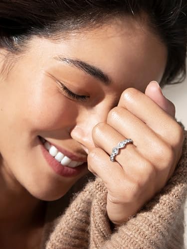 Custom4U Personalized Mothers Ring with 1-5 Birthstones Names Engraved 925 Sterling Silver/14K White Gold Plated Birthstone Rings for Women Promise Ring Birthday Jewelry Gifts for Mom Grandmother Wife2