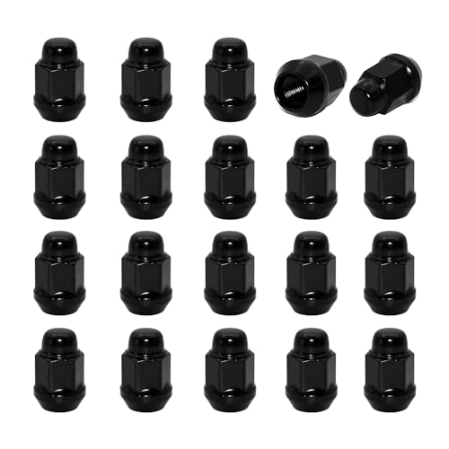 Image of 20pcs Black M12x1.5 Closed End Bulge Acorn Lug Nuts, 1.4 inch Length Cone Seat 19mm Hex
