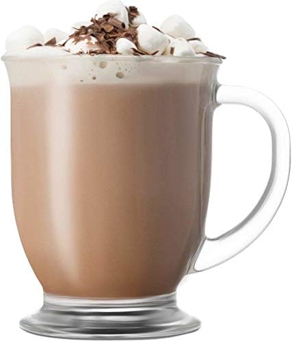 Circleware - 55501 Circleware Café Downtown Heat Resistant Glass Coffee Mugs with Handle, Set of 4 Home and Kitchen Beverage Tea Cappuccino Espresso Entertaining Drinking Glassware Cups, 16 oz, Clear