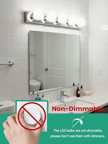 Image of TJOY G25 LED Globe Light Bulbs, Vanity Bulb for Bathroom 40W Equivalent | 4000K Natural White E26 Base, Round Decorative Bulb for Vanity Makeup Mirror, CRI85+, 450LM, Non-Dimmable, UL, 4 Pack