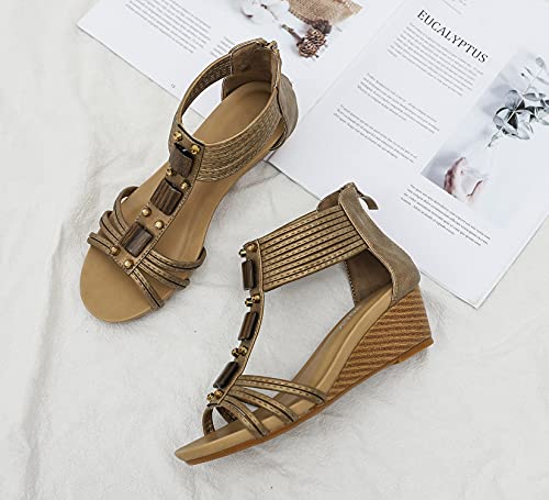 Image of FRALOSHA Wedge Sandals for Women Open Toe Casual Summer Roman High Heel Breathable Beach Sandals