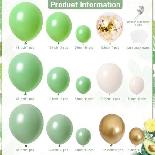 Image of Sage Green White Gold Balloon Garland Arch Kit 143pcs,for Birthday Baby Shower Gender Reveal Wedding Party Decoration