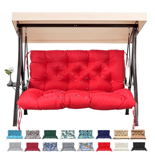 Outdoor/Indoor Swing Replacement Cushion, 2 or 3 Seats Bench Cushions with Backrest, Thicken 4" Recliner Seat Pad for Garden/Patio, Waterproof Premium Tufted Cushion with Ties(Cerise-47x40x4in) Deal