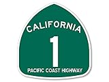 Pacific Coast Highway 1 Sign Shaped Sticker (pch california travel ca road vinyl decal for car window or laptop (3 inch)
