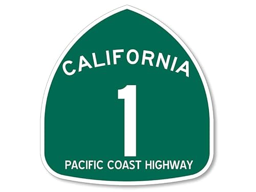 GREEN Pacific Coast Highway 1 Sign Sticker 3 Inch
