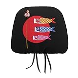 車用ヘッドレストカバー 和風 鯉のぼり 2枚セット カーまくらカバー 車用ネックパッドカバー おしゃれ かわいい ヘッドレストの装飾 カー用品 取付簡単 通気 自動車 汎用 旅行 運転