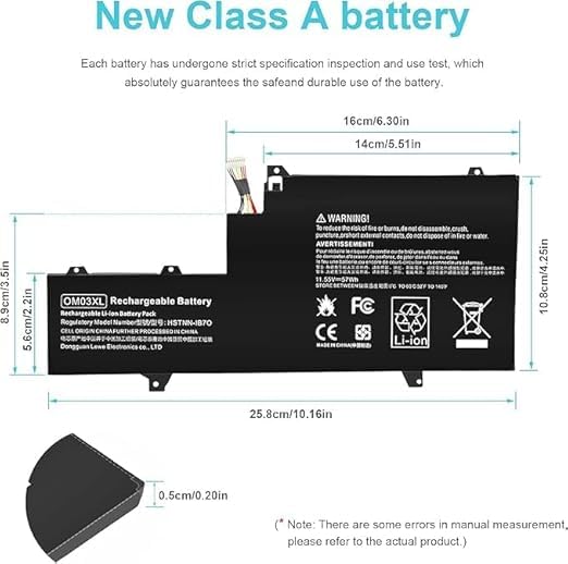 Image of WISTAR OM03XL Laptop Battery Compatible for HP EliteBook x360 1030 G2 Series Notebook HSTNN-IB7O 863167-1B1 863280-855 863167-171 HSN-I04C HSTNN-IB70 OMO3XL OM03057XL BATTERYS