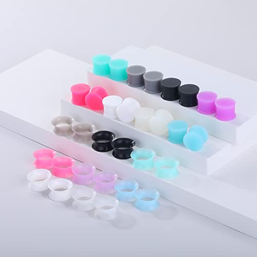 Juway Oveta Ear Gauges for Ear Silicone Ear Plugs Soft Flexible Silicone Gauge Saddle Silicone Ear Plugs and Tunnels 6mm-20mm(16 Pairs)4