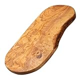 Erreke Tabla de Madera de Olivo Natural para Cortar en la Cocina, Tabla Madera Cocina, para Servir, Picar, Carne Barbacoa Quesos Pan Aperitivos Tapas, Rústico Artesanal (43x21 cm)