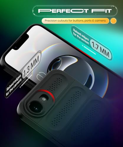 Image of WOW IMAGINE Ultimate Silicone Back Cover Case for iPhone 16e | iPhone 17e | Heat Dissipation Thin Soft TPU | 360 Camera Protection | Breathable Cooling Holes - Pitch Black