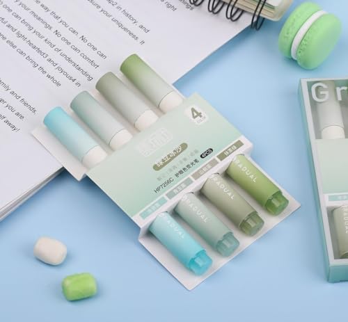 Image of Shuttle Art Aesthetic Cute Pastel Highlighter Pen Set (4 Pcs) - Soft Color Ink Highlighters, Quick Dry No Bleed Marker Pens with Chisel Tip for Notes, Journaling, Study & Office Stationery (Green)