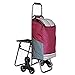 WY-Carretilla Carrito de Compras 2 (6) Ruedas: diseño de Lujo Premium Plegable, Fuerte y Estable Ayuda para la Movilidad, Carrito de la Compra, Altura y ángulo Manija Ajustable con Taburete