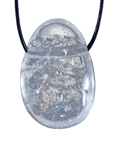 Preisvergleich Produktbild Lebensquelle Plus Bergkristall Tropfenanhänger Tropfen Anhänger Trommelstein gebohrt mit Lederband