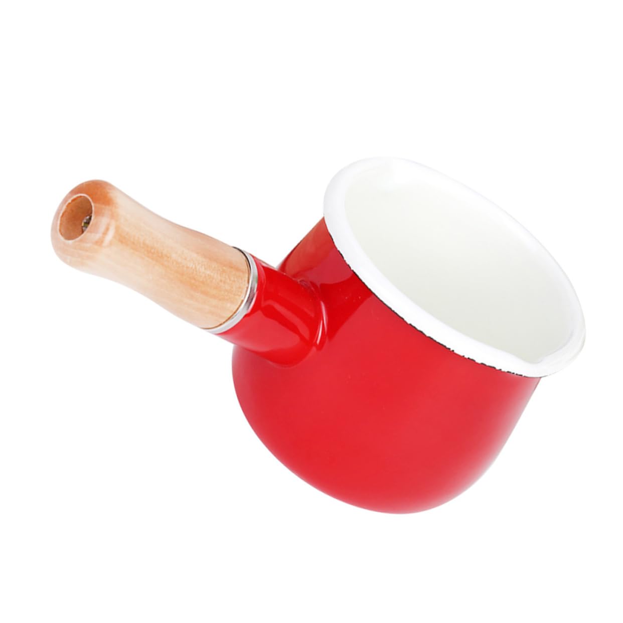 Unomor Enamel Pan -scald Butter Warmer Comfortable Handle Lightweight Pot for Even Heating for Cooking for Home Use Easy to Clean